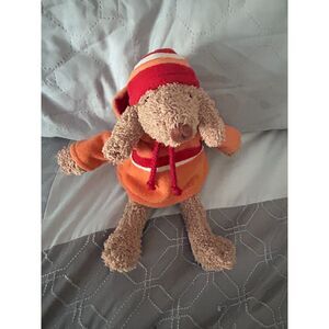Bath & Body Works Barker Tan Dog Plush 10" Orange Hoodie Beanie Stuffed Animal